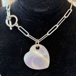 Silver Mother of Pearl Heart Pendant Necklace